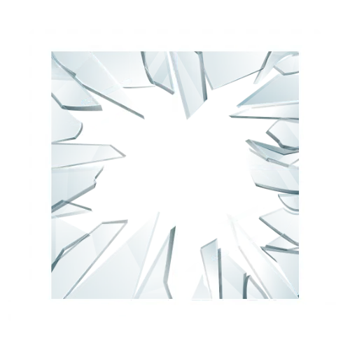 Illustration einer zersplitterten Glasscheibe mit einem Loch in der Mitte